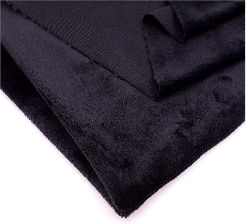 Crystal Velvet Short Plush Fabric 62inch Wide Smooth Plush Fabric Fleece Cloth for Blankets, Pajamas, Pillow Covers(Black,300cmx160cm) - Image 1