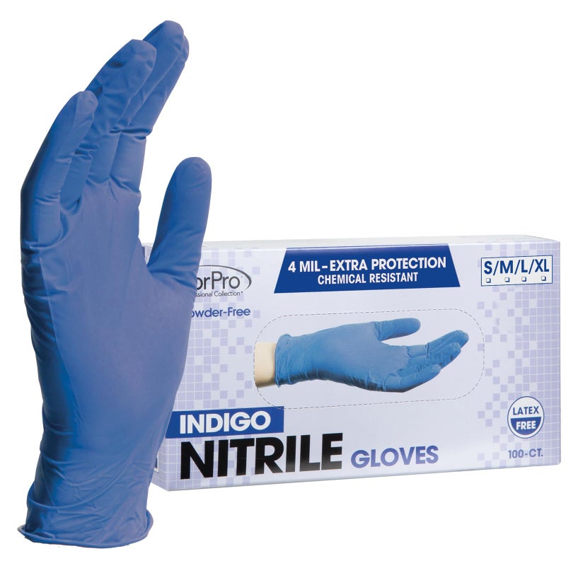 ForPro Professional Collection Disposable Nitrile Gloves Chemical Resistant PowderFree LatexFree NonSterile Food Safe 4 Mil Indigo Small 100Count - Image 3