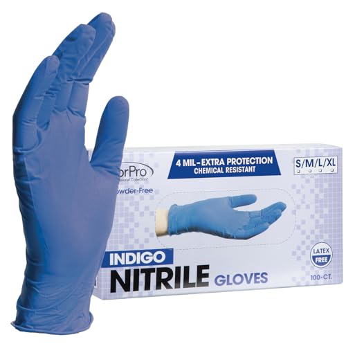 ForPro Professional Collection Disposable Nitrile Gloves Chemical Resistant PowderFree LatexFree NonSterile Food Safe 4 Mil Indigo Small 100Count - Image 2