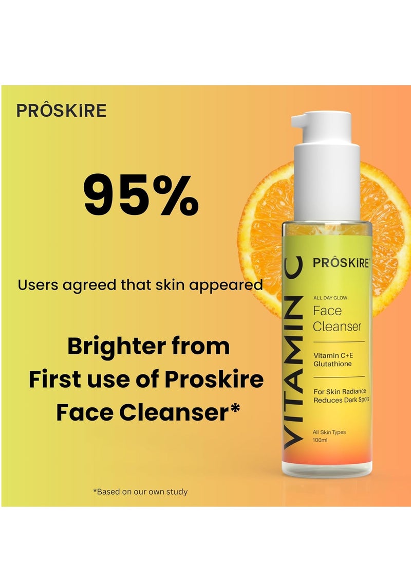 Proskire Vitamin C All Day Glow Face Cleanser With Vitamin E & Gluthathione for Glowing & Even Skin Tone - Image 2