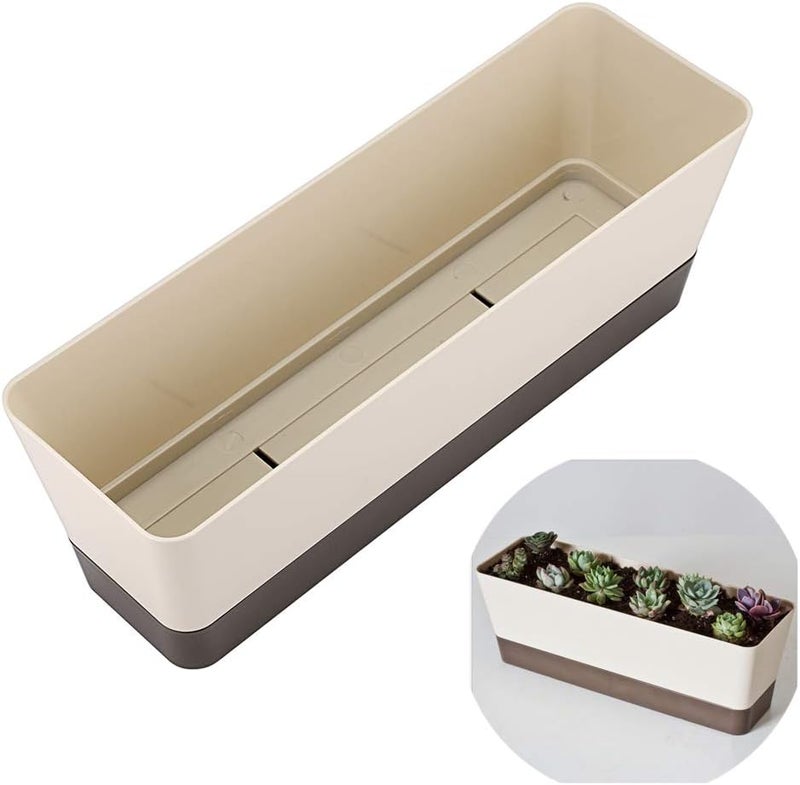 Skelang 3 Pcs Small Rectangle Plant Pot, Succulent Planter Box with Drainage Holes, Perfect for Coffee Table, Dining Table, Outdoor Table, Windowsill - Image 5