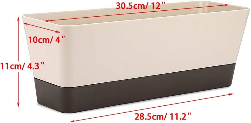 Skelang 3 Pcs Small Rectangle Plant Pot, Succulent Planter Box with Drainage Holes, Perfect for Coffee Table, Dining Table, Outdoor Table, Windowsill - Image 3