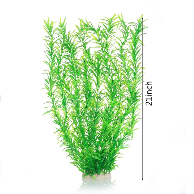 JIHAQUA Aquarium Decor Plastic Plants Extra Large 21 Inches Artificial Fish Tank Plants Tall Fish Tank Decorations (Green 2pcs) - Image 2