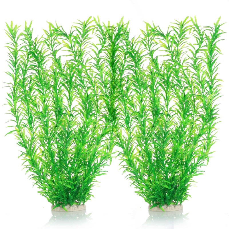 JIHAQUA Aquarium Decor Plastic Plants Extra Large 21 Inches Artificial Fish Tank Plants Tall Fish Tank Decorations (Green 2pcs) - Image 3