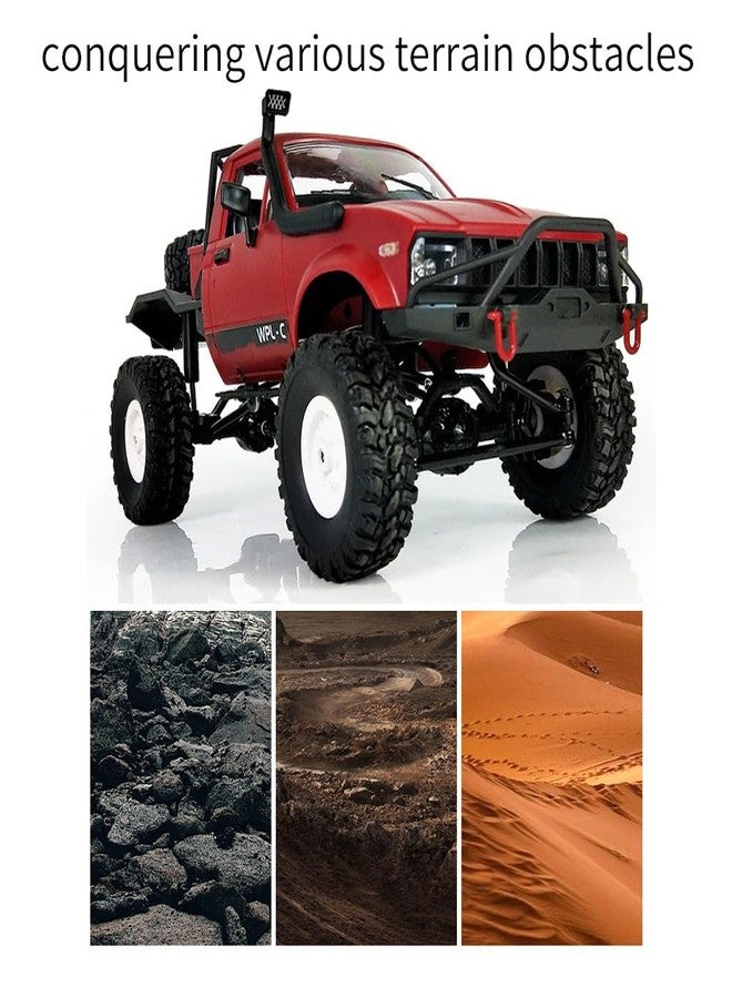 GoolRC شاحنة GoolRC RC، WPL C14 RC كراولر 1/16 مقياس سيارة تحكم عن بعد، 4WD جميع التضاريس شاحنة شبه، سيارة تسلق RC بتردد 2.4GHz مع أضواء LED وبطاريتين للبالغين (أحمر) - Image 4