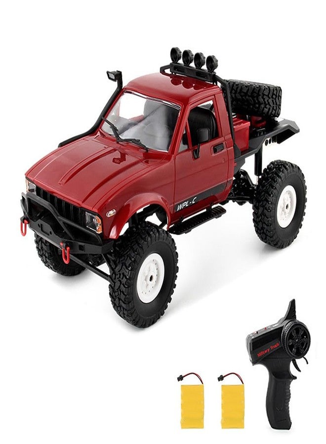 GoolRC شاحنة GoolRC RC، WPL C14 RC كراولر 1/16 مقياس سيارة تحكم عن بعد، 4WD جميع التضاريس شاحنة شبه، سيارة تسلق RC بتردد 2.4GHz مع أضواء LED وبطاريتين للبالغين (أحمر) - Image 1