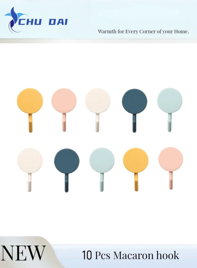 تشو داي مجموعة من 10 خطافات لاصقة لطيفة متعددة الاستخدامات، خطافات مفاتيح لتزيين الحائط، لتعليق القبعات، المناشف، المفاتيح، خطاف منشفة مثبت على الحائط للمنزل، المطبخ، الحمام، المكتب - Image 1