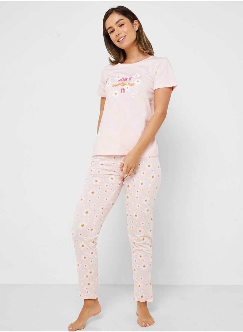 Ginger Printed T-Shirt And Pyjama Set  - Image 5