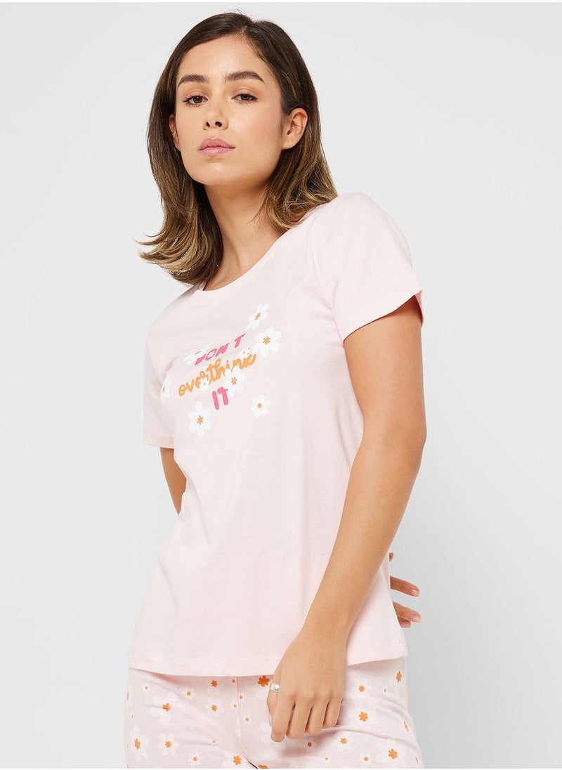 Ginger Printed T-Shirt And Pyjama Set  - Image 3
