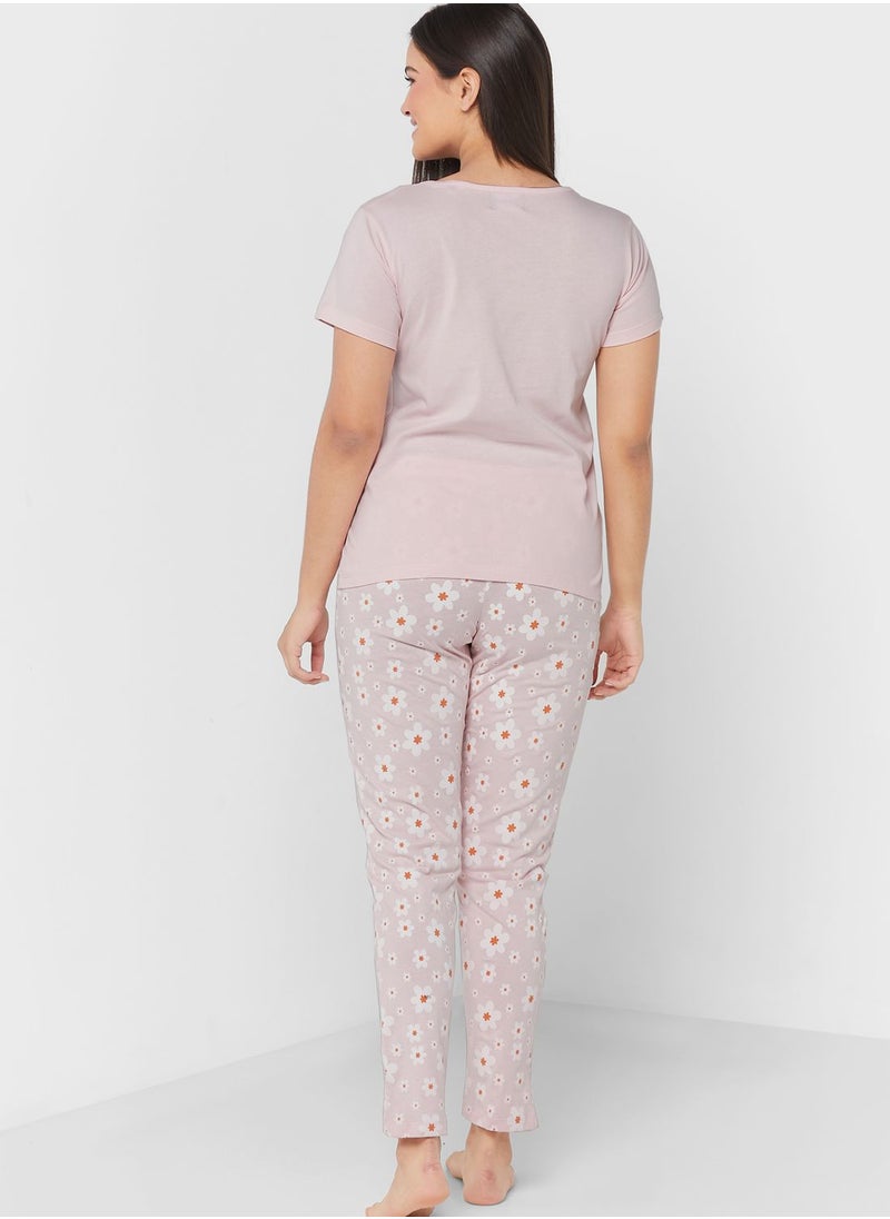 Ginger - Printed T-Shirt And Pyjama Set - Image 1