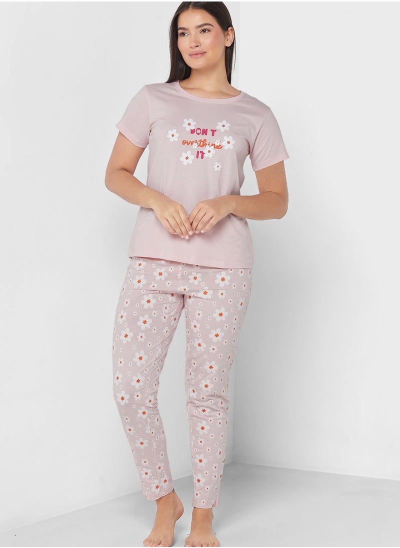 Ginger - Printed T-Shirt And Pyjama Set - Image 1
