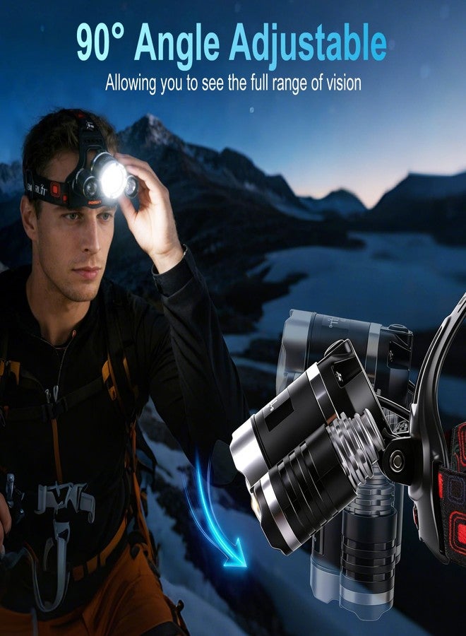 BORUIT Headlamp with White Red Light, Super Bright Hunting Head Lamp 3 Modes, USB C Rechargeable Head Light, 90° Adjustable, IPX5 Waterproof for Hardhat Camping Hiking Fishing - Image 5