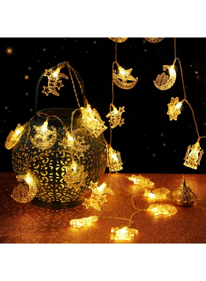 Chielor 16 ft Moon Star 8 Modes Ramadan String Lights 30 LEDs, Remote Control Eid Mubarak Fairy Lights, Battery Operated Fairy for Eid Mubarak Patio Garden Home Decoration (Warm White) - Image 3
