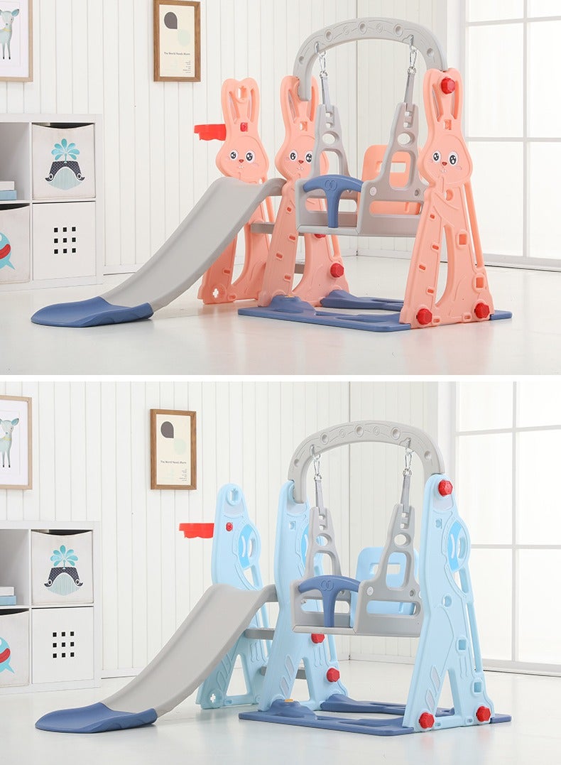3 in 1 Toddler Slide, Swing and Slide for Toddlers Age 1-3 with Basketball Hoop , Swings and slides，Indoor Outdoor Toddler Playground Pink  - Image 5