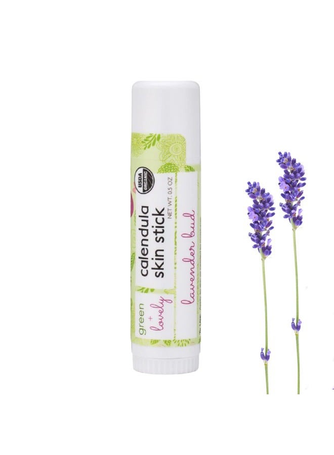 Green + Lovely Calendula Skin Stick Organic Lotion Sticks Moisturizing Balm Ointment Salve Multipurpose Hand Cream Body Bar, 0.5 oz., Lavender Bud (2 Tube Set) - Image 1