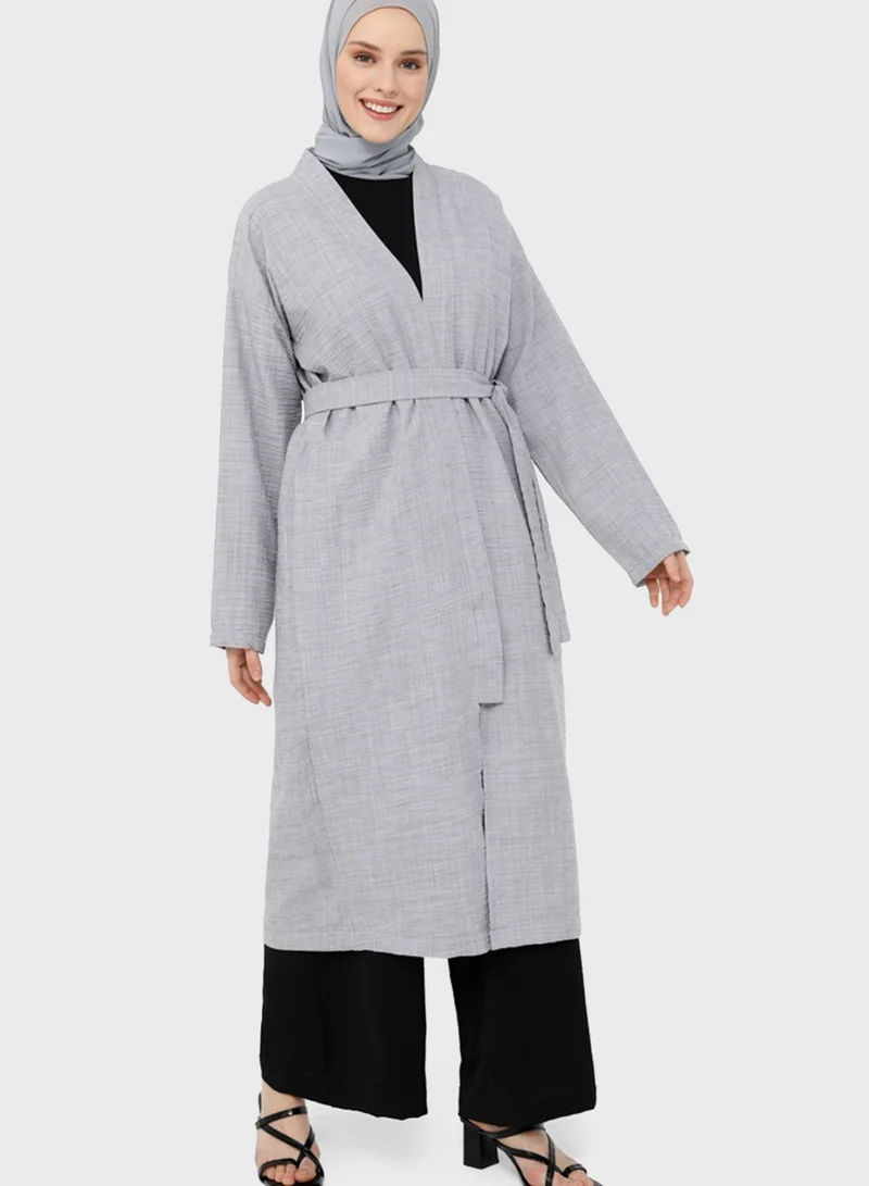 Refka by modanisa Belted Longline Coat