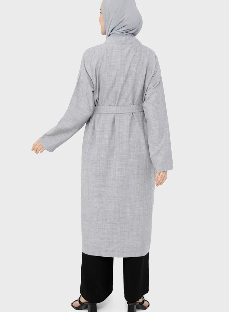 Refka by modanisa Belted Longline Coat