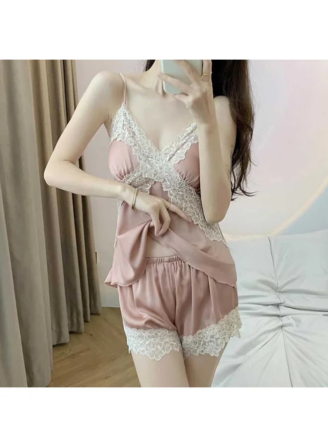 Caprisious Satin Lace Pajama Set for Women | Soft and Comfortable Sleepwear with Lace Detailing