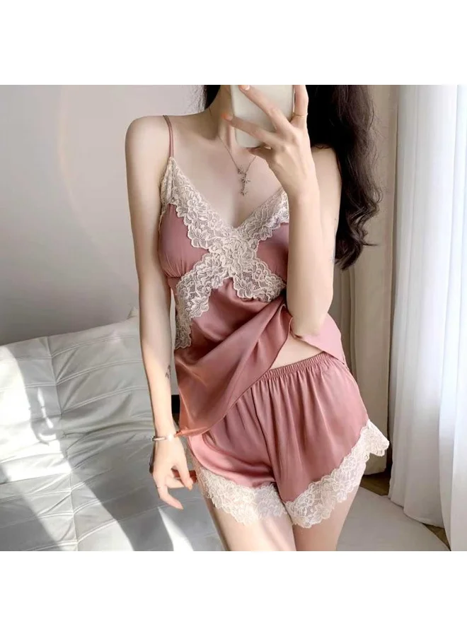 Caprisious Satin Lace Pajama Set for Women | Soft and Comfortable Sleepwear with Lace Detailing