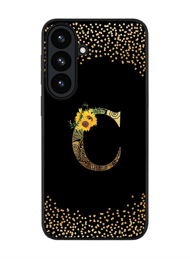 Stylizedd For Samsung Galaxy S26 Case,Slim fit Camera Protection, Shockproof Thin Phone cover  - Custom Floral Monogram - C ( Black ) - Image 1