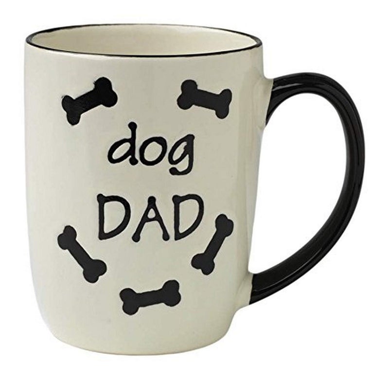 PetRageous 13069 Dog Dad Stoneware Mug 4Inch Diameter and 5Inch Tall Mug with 24Ounce Capacity and Dishwasher and MicrowaveSafe White