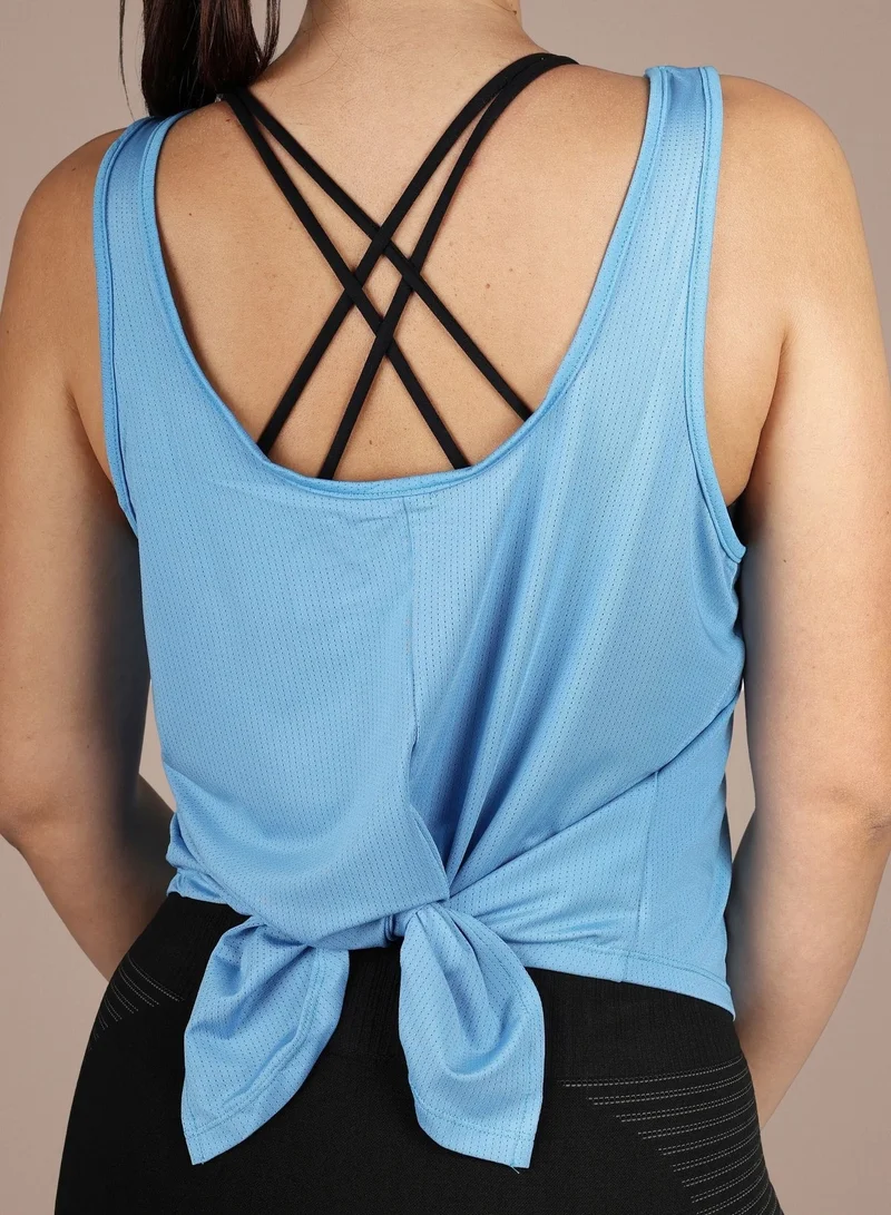 THUGFIT BreezyBack Tie back Tank Top -Blue