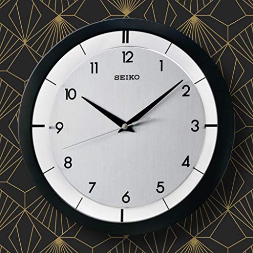 SEIKO 11 Inch St James Brushed Metal Wall Clock Black - Image 3