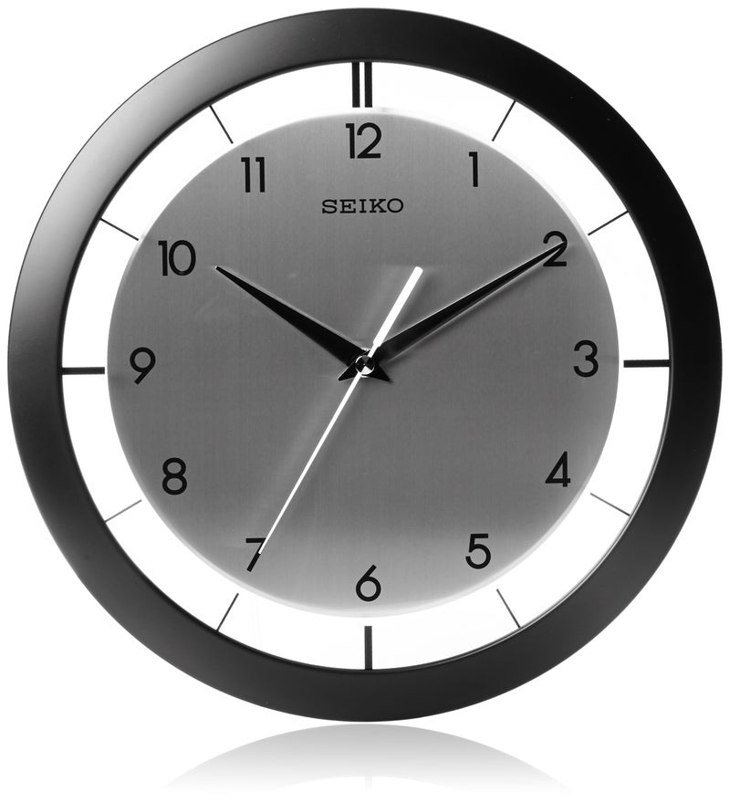 SEIKO 11 Inch St James Brushed Metal Wall Clock Black - Image 2