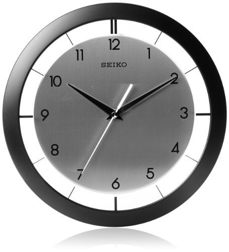 SEIKO 11 Inch St James Brushed Metal Wall Clock Black - Image 1