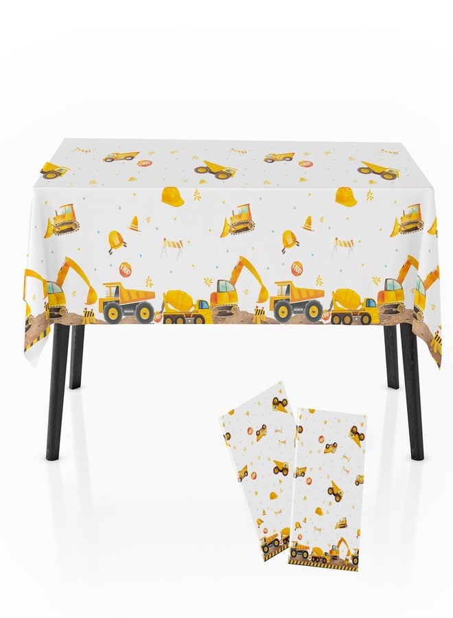 Zharkoo 2 Pack Construction Party Tablecloth, Digger and Excavator Theme Table Cover, 108x54 Inch Truck Birthday Party Decors, Rectangle Waterproof Table Cloth - Image 1