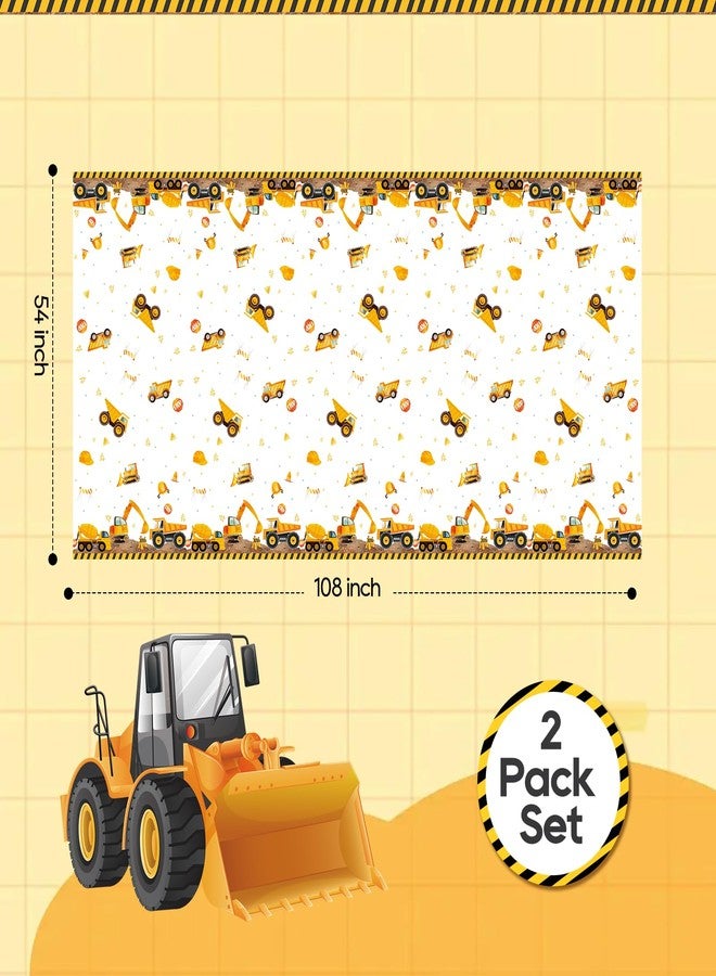 Zharkoo 2 Pack Construction Party Tablecloth, Digger and Excavator Theme Table Cover, 108x54 Inch Truck Birthday Party Decors, Rectangle Waterproof Table Cloth - Image 2