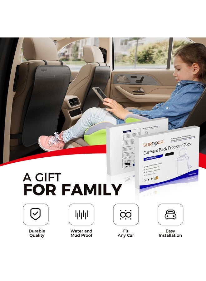 SURDOCA Kick Mats Back Seat Protector for Kids, Leather Car Back Seat Cover for Child, Offers Waterproof Protection of Car Seat Back from Dirt, Mud, Scratches - Image 2
