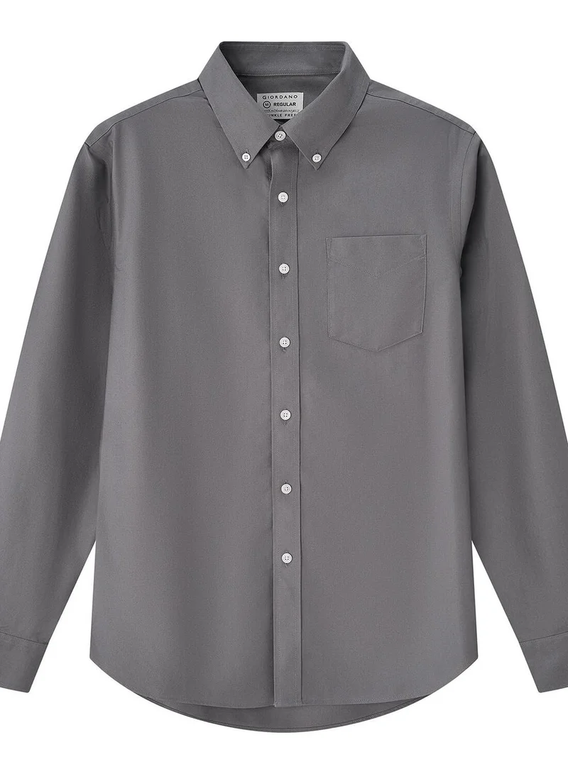 جيوردانو قميص أكسفورد قطني طويل الأكمام مقاوم للتجاعيد للرجال