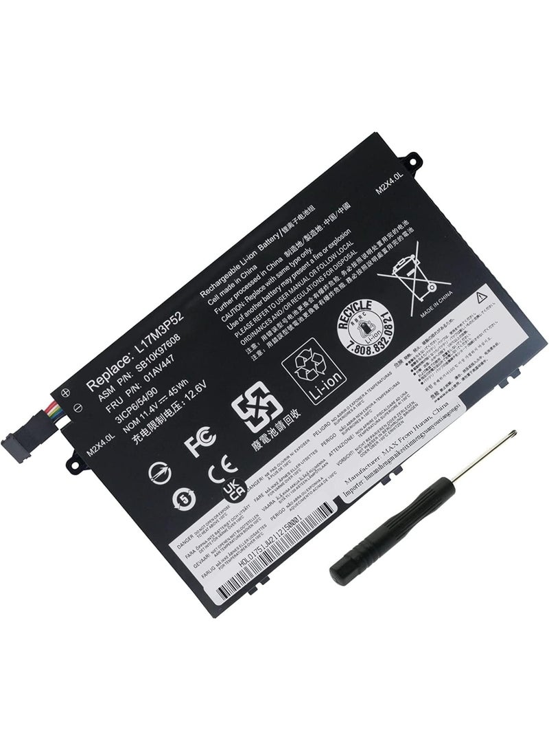 BUILTRON Laptop Battery Compatible for 24Wh Laptop Battery for 01AV445 L17C3P51 for Lenovo ThinkPad E14 E15 E480 E485 E490 E495 E580 E585 E590 E595 L17M3P52 - Image 1