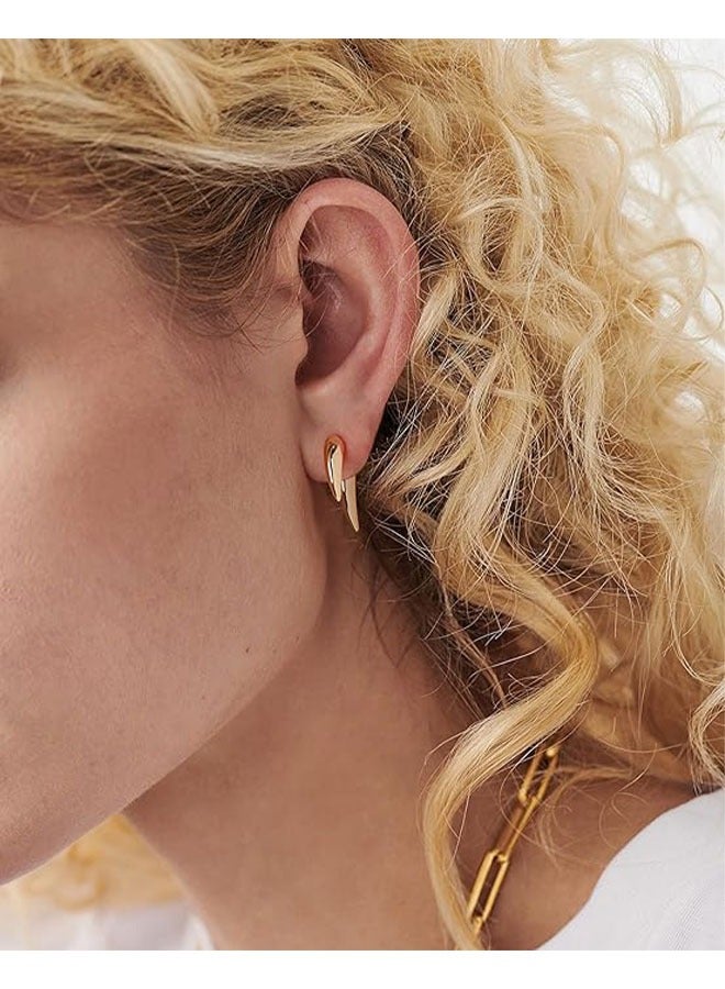 Mevecco Women Earrings Gold Stud 14K Gold Filled Small Simple Handmade Hypoallergenic Everyday Jewelry - Image 3