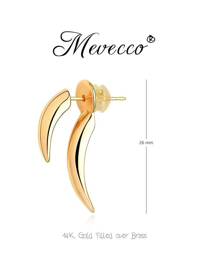 Mevecco Women Earrings Gold Stud 14K Gold Filled Small Simple Handmade Hypoallergenic Everyday Jewelry - Image 4
