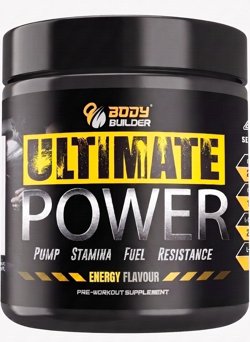 Body Builder Ultimate Power Pre Workout Supplement - Energy Flavour - 24 servings - Image 1