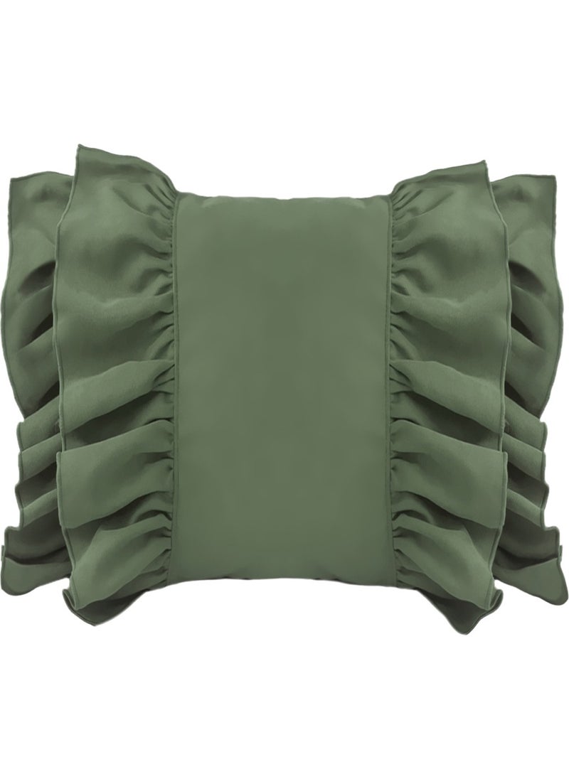 Ritmo Home Frilly Vintage Bohemian Scandinavian Throw Pillow Cover Green  - Image 1
