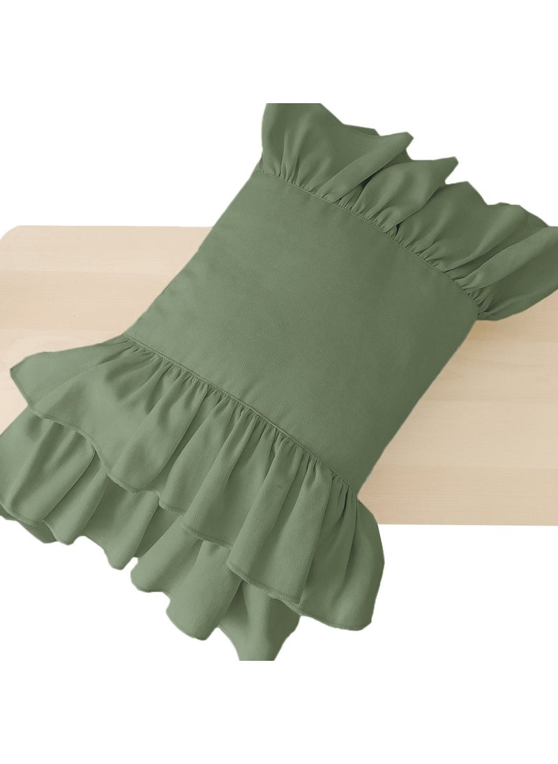 Ritmo Home Frilly Vintage Bohemian Scandinavian Throw Pillow Cover Green  - Image 2