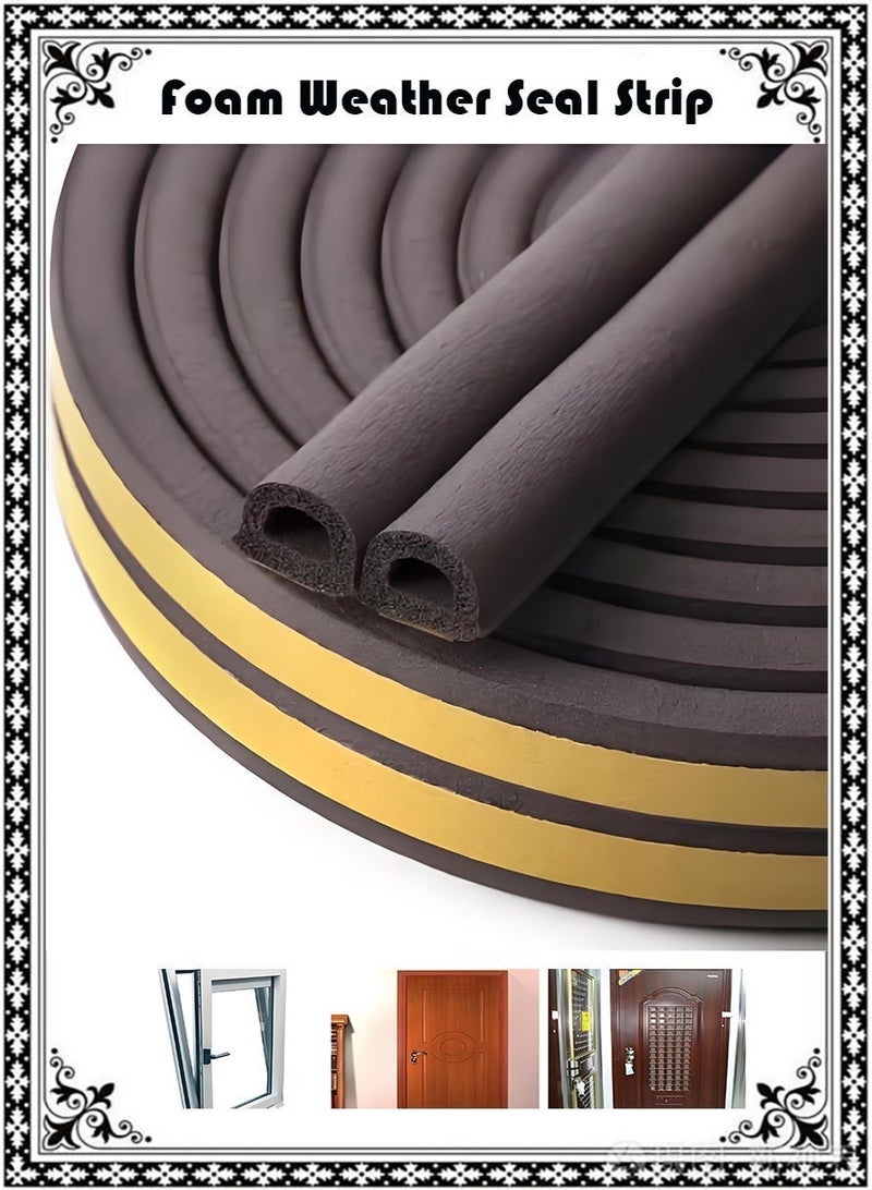 High Quality Self-Adhesive Foam Weather Stripping Tape，Foam Weather Seal Strip for Sliding Windows, Doors Frame Side, Pile Self Adhesive Window Seal Tape for Door Draft Stopper, SoundProof Winter Insulation, 10M, Coffee - Image 1
