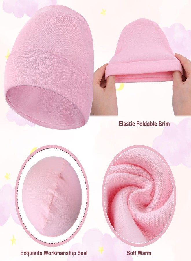 Newcotte 6 Pcs Preemie Baby Hats Cotton Preemie Caps Warm Newborn Beanie Premature Hat for Nicu Premature Boy Girl(Pink Color,Striped and Heart Style) - Image 5