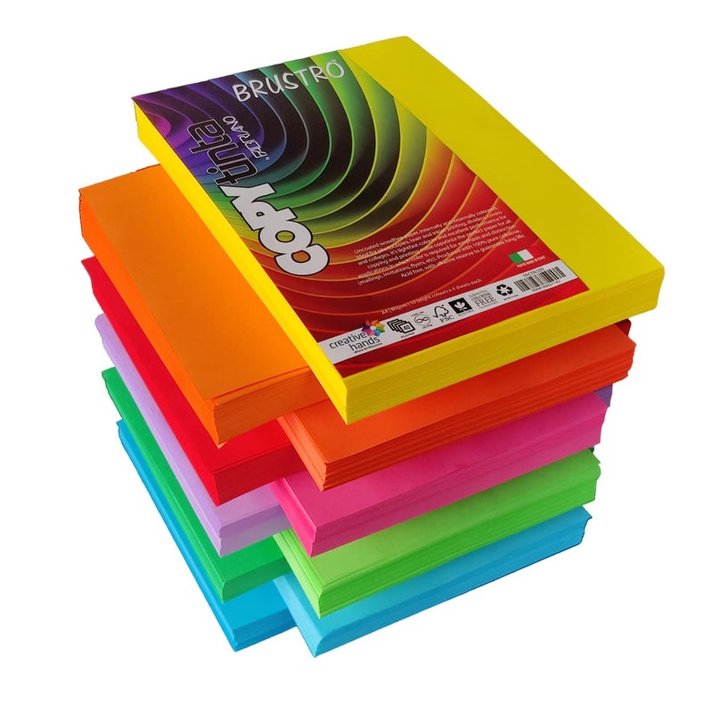 FABRIANO Copytinta Coloured Craft Paper A4 Size 80 GSM(60 sheets) Assorted Bright.Ideal for photocopies,laser,inkjet prints,fax,dividers,covers,collages,craft for office and schools. - Image 1