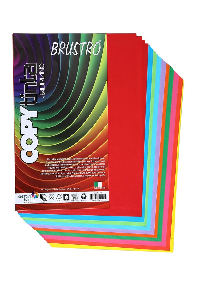 FABRIANO Copytinta Coloured Craft Paper A4 Size 80 GSM(60 sheets) Assorted Bright.Ideal for photocopies,laser,inkjet prints,fax,dividers,covers,collages,craft for office and schools. - Image 4
