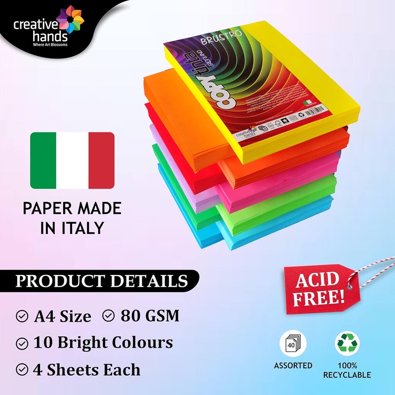 FABRIANO Copytinta Coloured Craft Paper A4 Size 80 GSM(60 sheets) Assorted Bright.Ideal for photocopies,laser,inkjet prints,fax,dividers,covers,collages,craft for office and schools. - Image 2