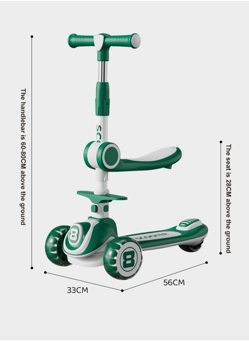 Children's Scooter 3-in-1 with Led Light Flashing Wheel, Adjustable Height Foldable Scooter Removable Seat, Outdoor Activities For Boys Girls - pzsku/Z420F8E59FCA27235034FZ/45/_/1692340543/0566e0e9-3b1d-4546-8497-a929cab35ab1