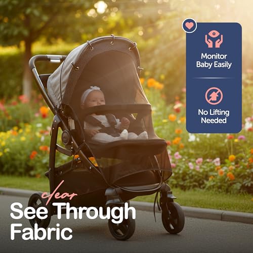IntiMom Stroller Sun Shade - Universal UV Protection Cover for Strollers Sunshade with See Through, Clip-On Sun Blocker, Sun Shield for Baby, Breathable Adjustable Fit, Full Coverage, X-Large - Image 4