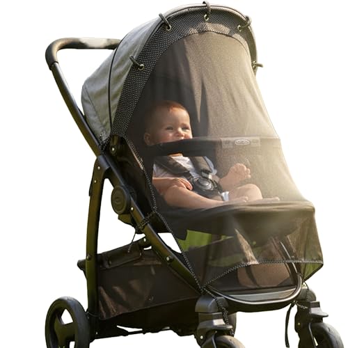 IntiMom Stroller Sun Shade - Universal UV Protection Cover for Strollers Sunshade with See Through, Clip-On Sun Blocker, Sun Shield for Baby, Breathable Adjustable Fit, Full Coverage, X-Large - Image 1