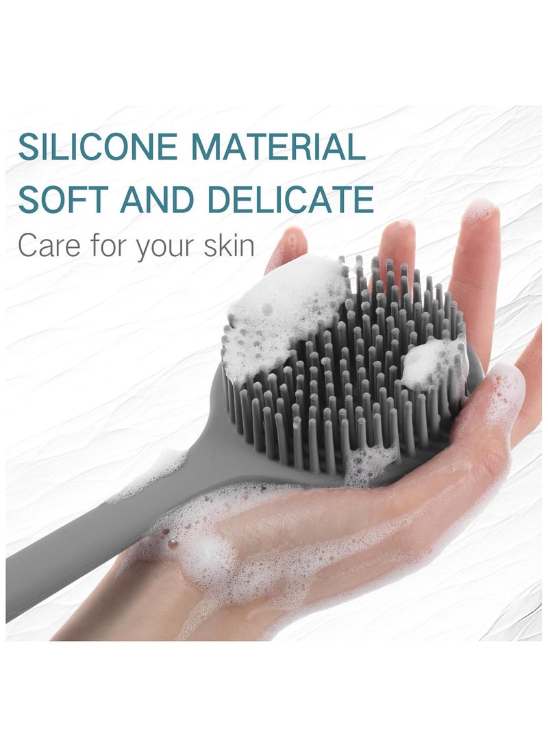 PANDA JOJO Shower Brush Silicone Bath Body Brush with Soft Bristles Back Cleaning Washer - Image 3
