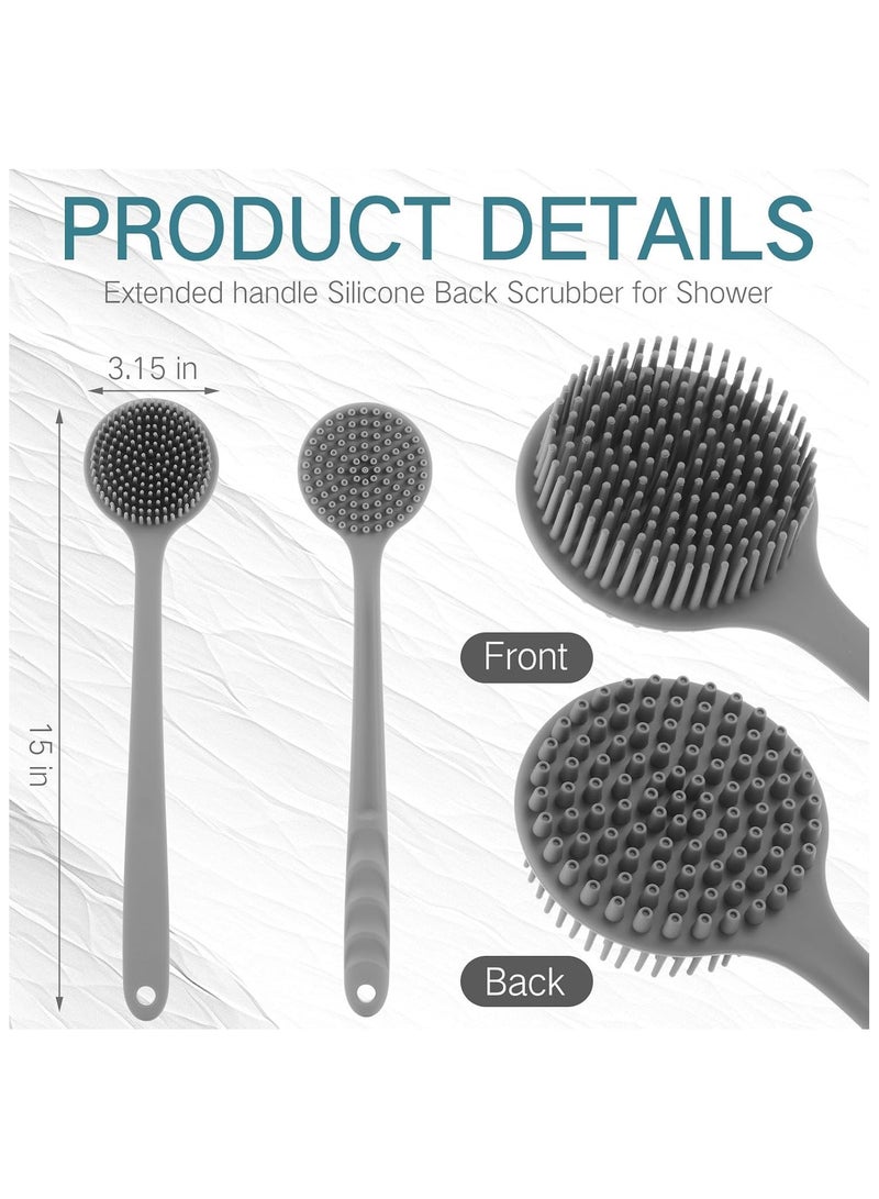 PANDA JOJO Shower Brush Silicone Bath Body Brush with Soft Bristles Back Cleaning Washer - Image 2
