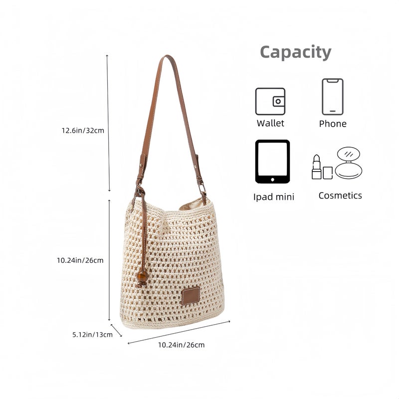 Eiyye Crochet Purse for Women Shoulder Bag Woven Purses Boho Crochet Bag Beach Bags Summer for Travel Everyday Use - Image 3